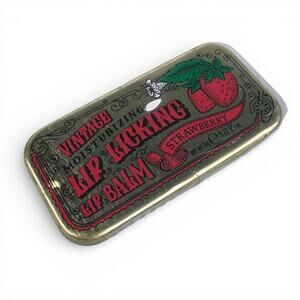 Tinte Cosmetics STRAWBERRY Lip Licking Lip Balm Vintage Moisturizing Slider Tin